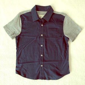 Boys mixed fabric button down